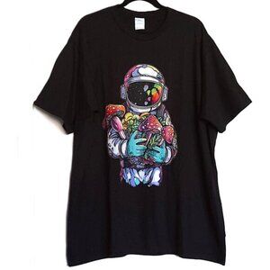 New Men's Tee Shirt Cosmic Astronaut Psychedelic Mushrooms Fantasy NWOT Sz 2XL
